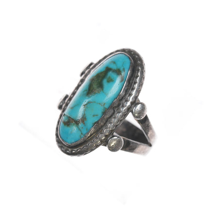 sz6.25 c1930's Navajo silver ring with oval turquoise