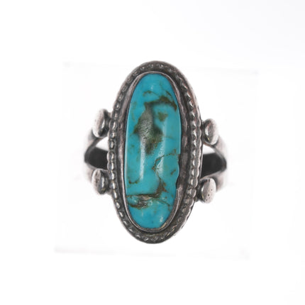 sz6.25 c1930's Navajo silver ring with oval turquoise