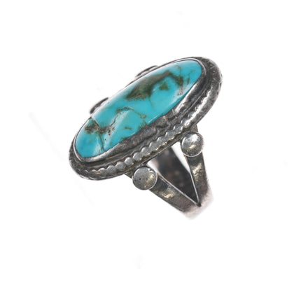 sz6.25 c1930's Navajo silver ring with oval turquoise