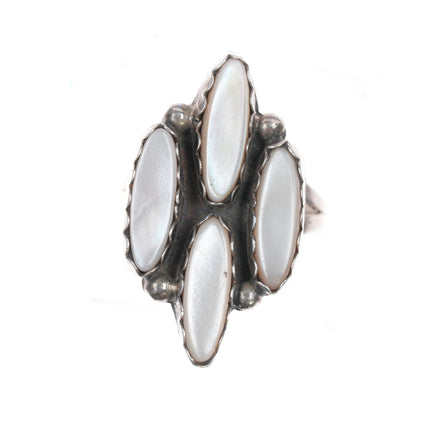 sz8 Vintage Native American silver mother of pearl ring