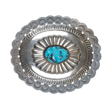 Vintage LJ Vintage Sterling and Kingman turquoise belt buckle