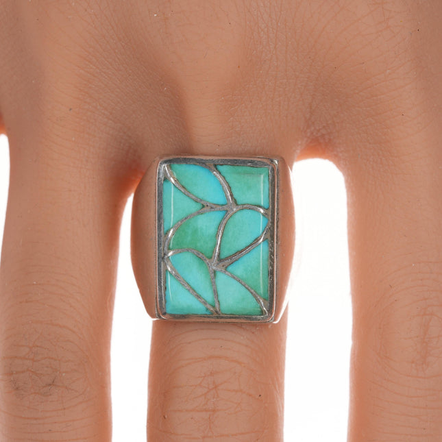 sz12.5 Emma Bonney Zuni Fishscale turquoise silver ring