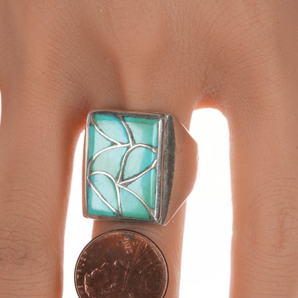 sz12.5 Emma Bonney Zuni Fishscale turquoise silver ring