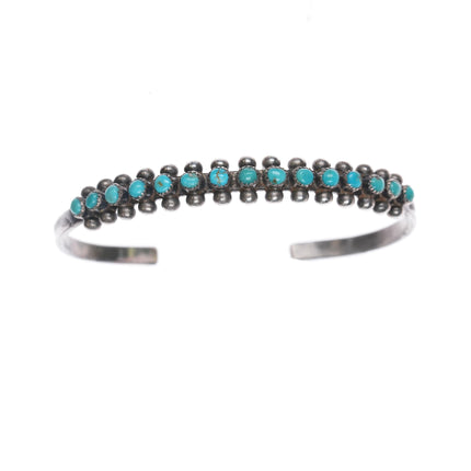 6" 40's-50's Zuni Snake eye turquoise silver cuff bracelet