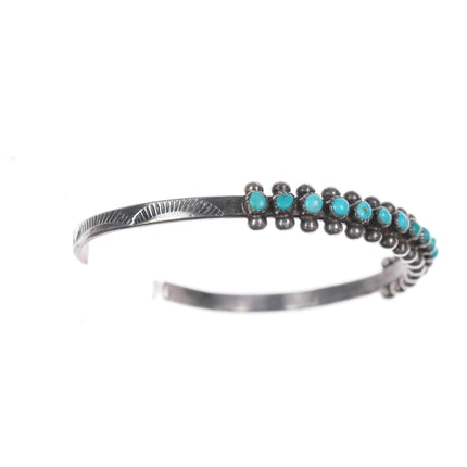 6" 40's-50's Zuni Snake eye turquoise silver cuff bracelet