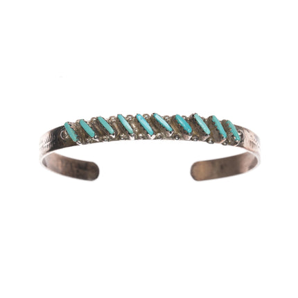 6 1/8" ALP Zuni sterling and turquoise needlepoint cuff bracelet