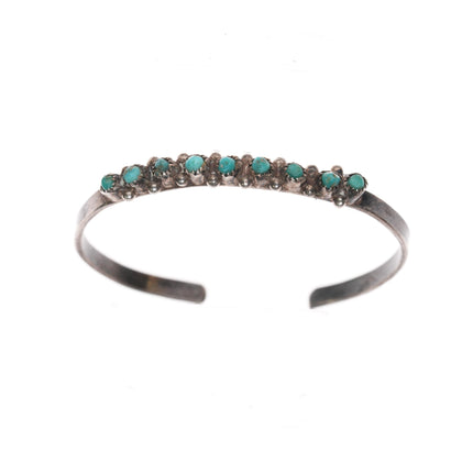 4" 40's-50's Zuni silver snake eye turquoise baby cuff bracelet