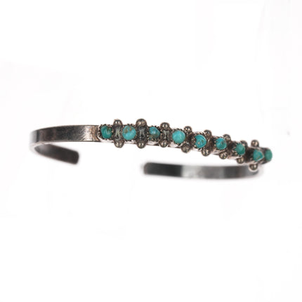 4" 40's-50's Zuni silver snake eye turquoise baby cuff bracelet