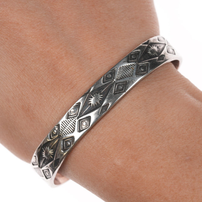 6.75" Y Crawford Southwestern sterling cuff bracelet