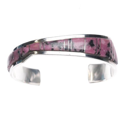 6 5/8" Earl Lee Navajo sterling Rhodonite channel inlay cuff bracelet