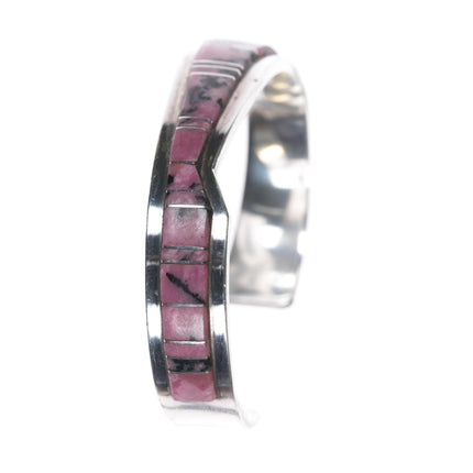 6 5/8" Earl Lee Navajo sterling Rhodonite channel inlay cuff bracelet