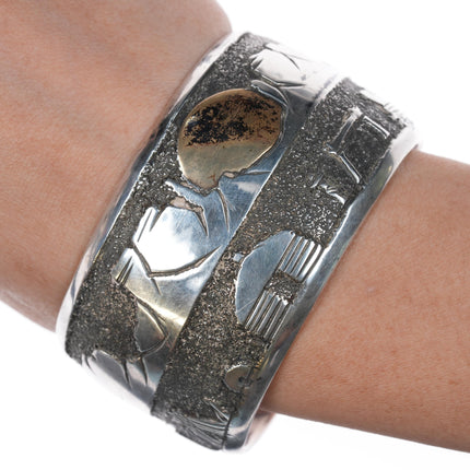 7 1/8" Ronnie Hurley Navajo Sterling cuff bracelet with copper sun