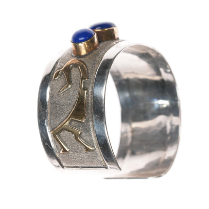 6.75" Southwestern sterling/lapis kokopelli cuff bracelet