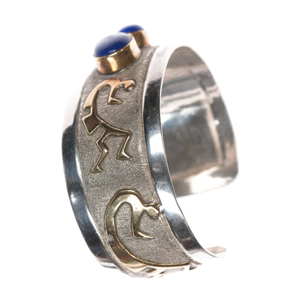 6.75" Southwestern sterling/lapis kokopelli cuff bracelet