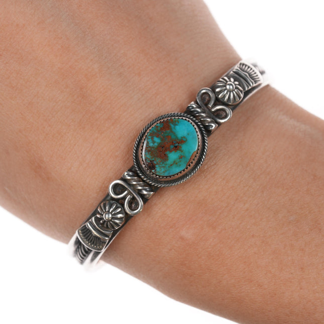 6.25" Delbert Gordon Navajo sterling Royston turquoise cuff bracelet