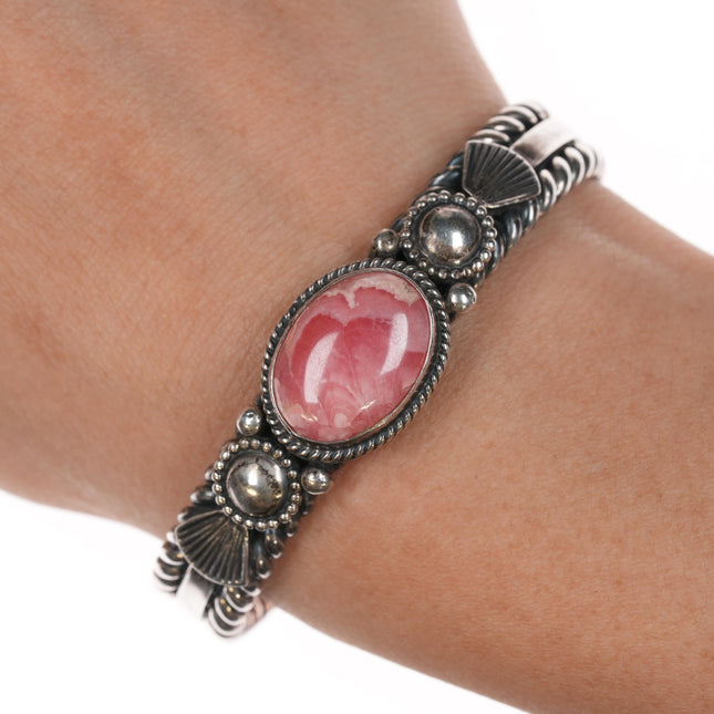 6" Andy Cadman Navajo sterling Rhodochrosite cuff bracelet