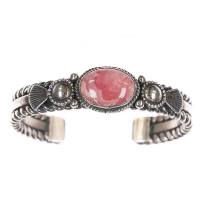 6" Andy Cadman Navajo sterling Rhodochrosite cuff bracelet