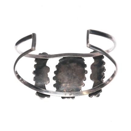 6 5/8" 50's-60's Zuni silver turquoise cluster cuff bracelet