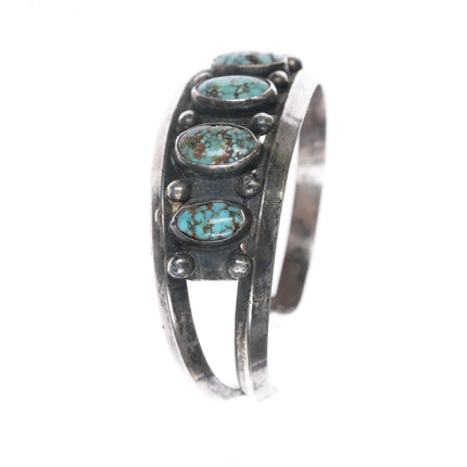 6.25" 40's-50's Native American spiderweb turquoise silver cuff bracelet