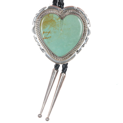 Vintage John McCray Navajo sterling and turquoise heart shaped bolo tie