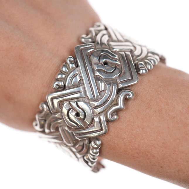 6 3/8" William Spratling Sterling Aztec style cuff bracelet