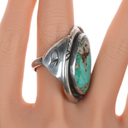 sz10 Large Vintage  native American silver and turquoise ring