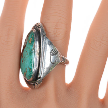 sz10 Large Vintage  native American silver and turquoise ring