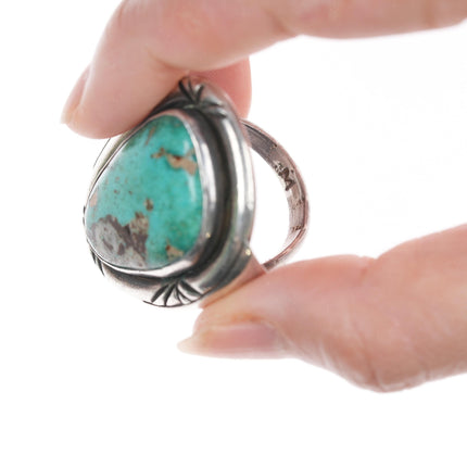 sz10 Large Vintage  native American silver and turquoise ring