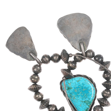 17" 1970's waterweb turquoise silver beaded Navajo necklace