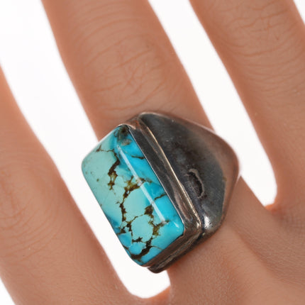 sz9.5 Vintage Native American silver and turquoise ring