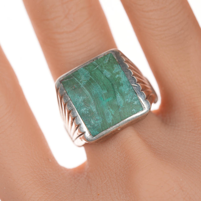 sz10 Vintage Native American silver and square turquoise ring