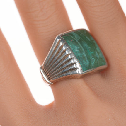 sz10 Vintage Native American silver and square turquoise ring