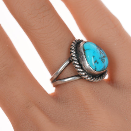 sz6.25 Vintage Sterling and turquoise Triangular Native American ring