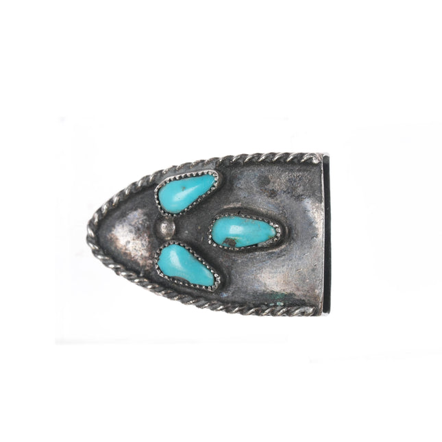 c1940's Native American silver and turquoise ranger belt buckle tip