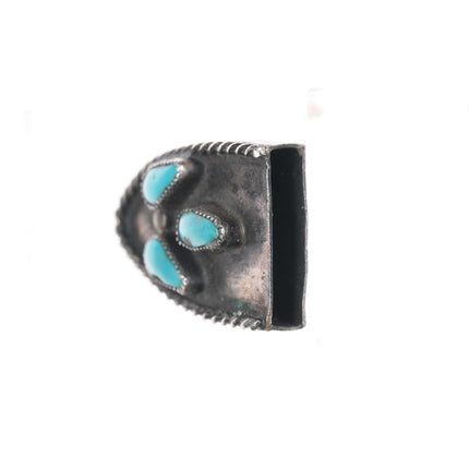 c1940's Native American silver and turquoise ranger belt buckle tip