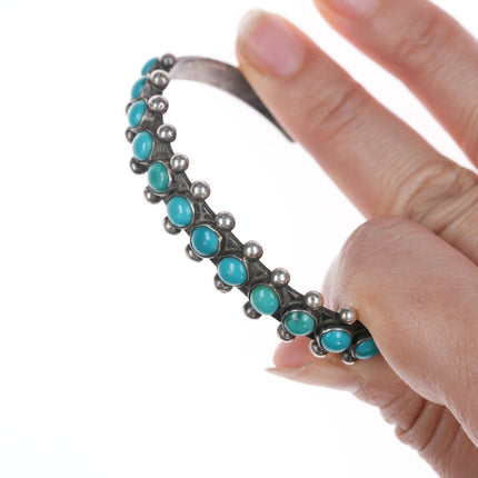 6.5" 30's-40's Navajo silver Sleeping Beauty Turquoise row cuff bracelet