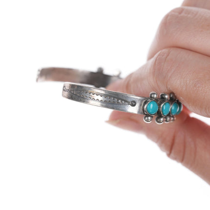 6.5" 30's-40's Navajo silver Sleeping Beauty Turquoise row cuff bracelet