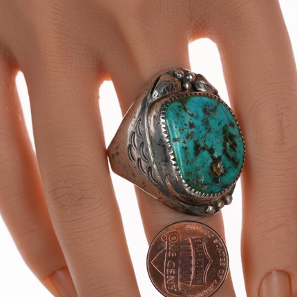 sz12.75 Large Vintage Navajo silver and turquoise ring