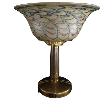 Bronze Dore Art Glass Footed Centerpiece