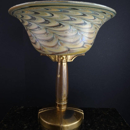 Bronze Dore Art Glass Footed Centerpiece