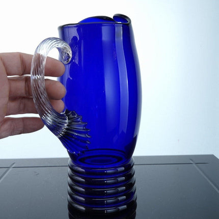 Art Deco 1930's Cobalt Blue Cocktail/Juice Pitcher and Tumbler set