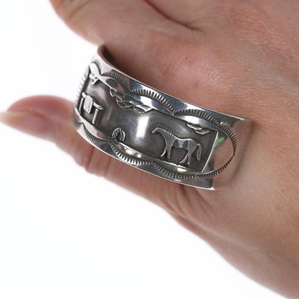 Brazalete superpuesto Roland Begay Sterling Storyteller de 6,75"