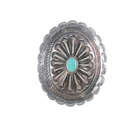 30's-40's Navajo silver and turquoise repousse concho pin