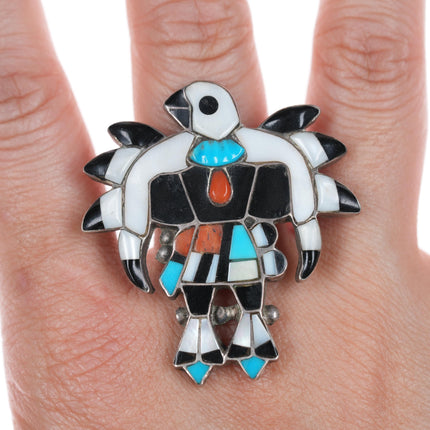 sz9.25 MP Zuni silver channel inlay eagle dancer ring