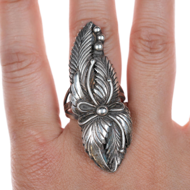 sz10.25" long Native American silver feather ring