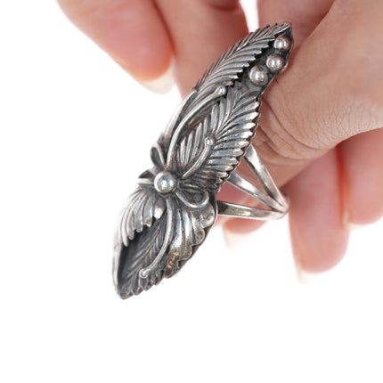 sz10.25" long Native American silver feather ring