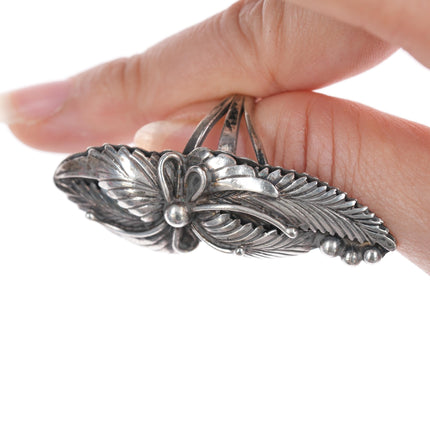 sz10.25" long Native American silver feather ring