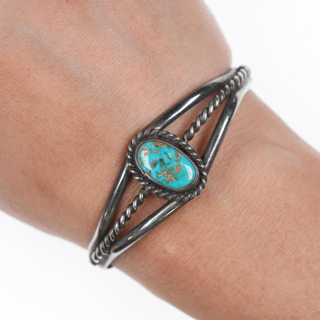 6 1/8" Navajo silver twisted wire cuff bracelet with gorgeous turquoise