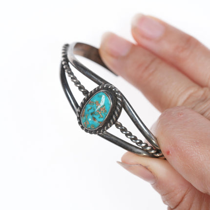 6 1/8" Navajo silver twisted wire cuff bracelet with gorgeous turquoise