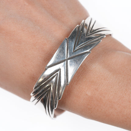 7 1/8" CR Hand chiseled Native American silver cuff bracelet